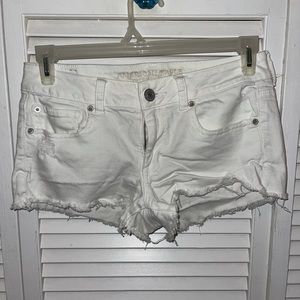 White denim cut off shorts from American Eagle